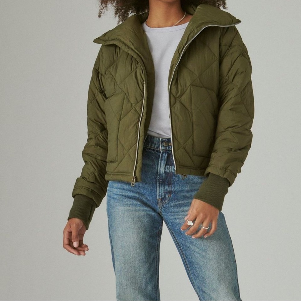 Lucky Brand Lightweight Packable Puffer Army Green size S RARE FIND! - Picture 3 of 6